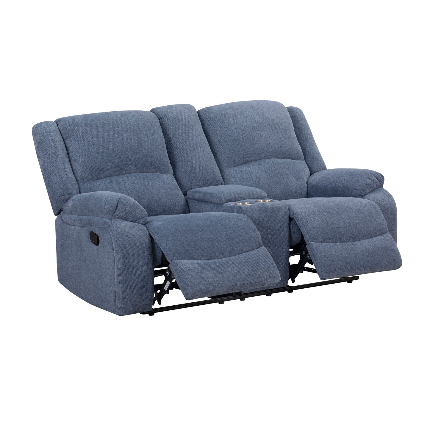 Roundhill Furniture Blitz Transitional Manual Reclining Loveseat, with Cup holders