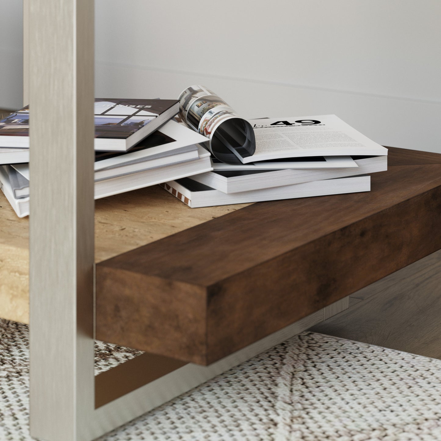 Roundhill Furniture Andes 3-Piece Coffee Table Set, Coffee Table and Two End Table