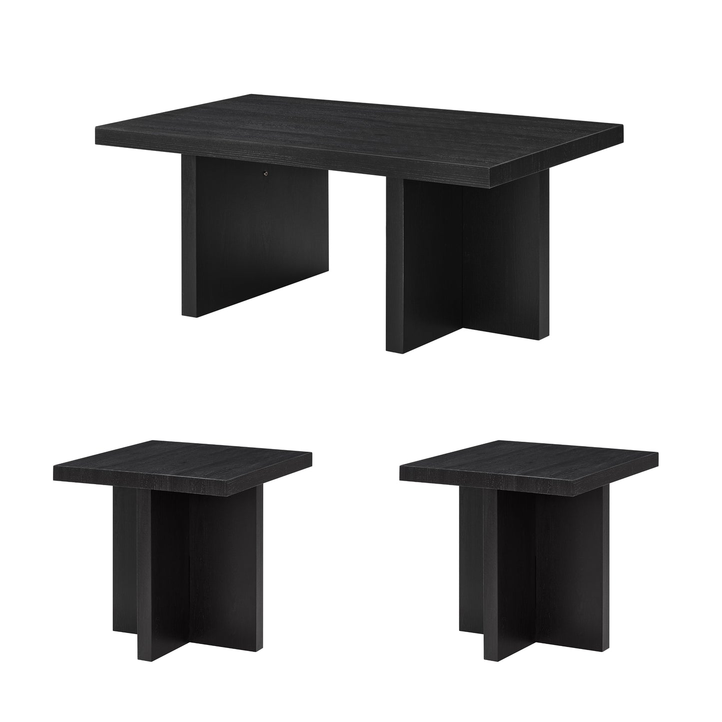 Roundhill Furniture Mchome 3-Piece Coffee Table Set, Coffee Table and Two End Tables