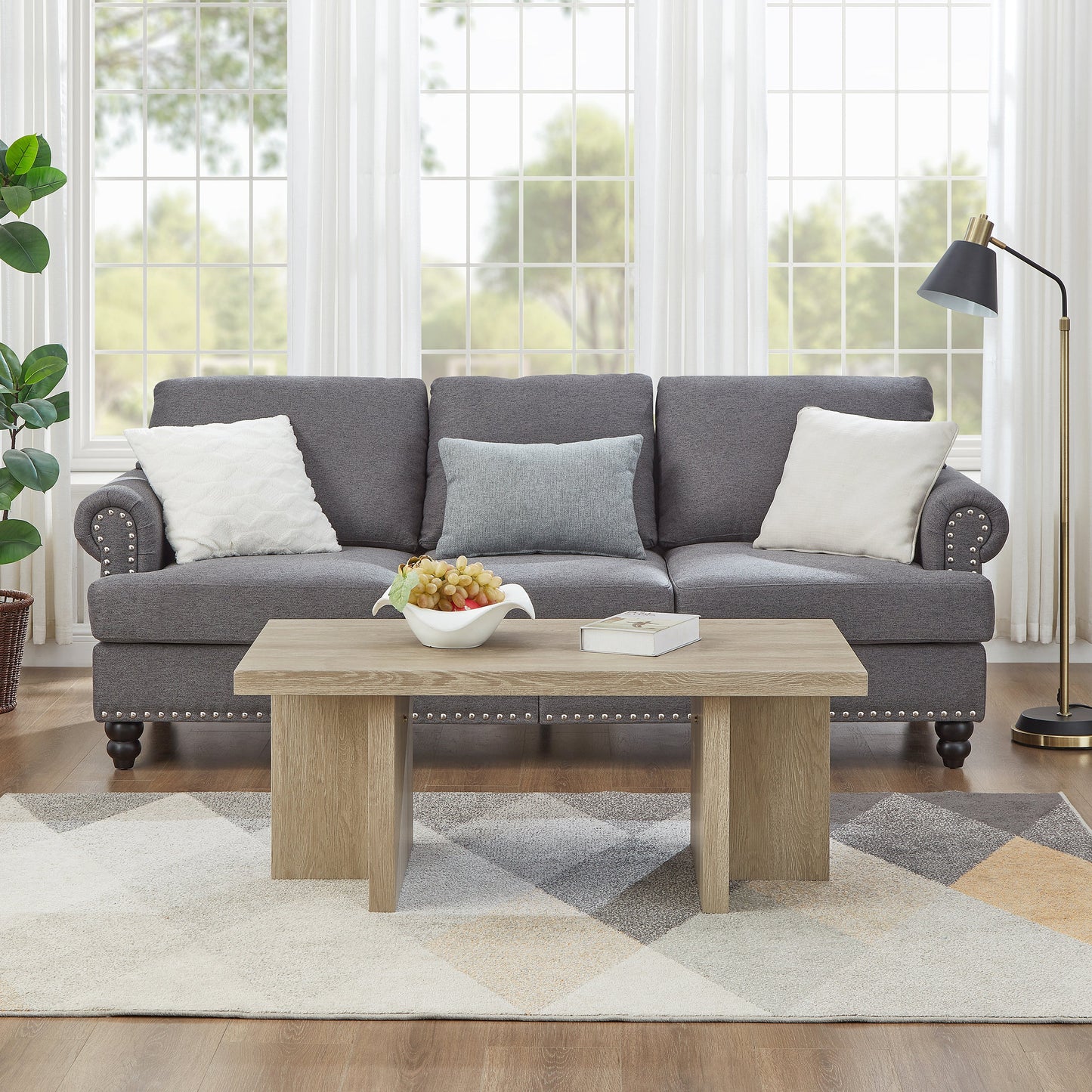 Roundhill Furniture Mchome 3-Piece Coffee Table Set, Coffee Table and Two End Tables