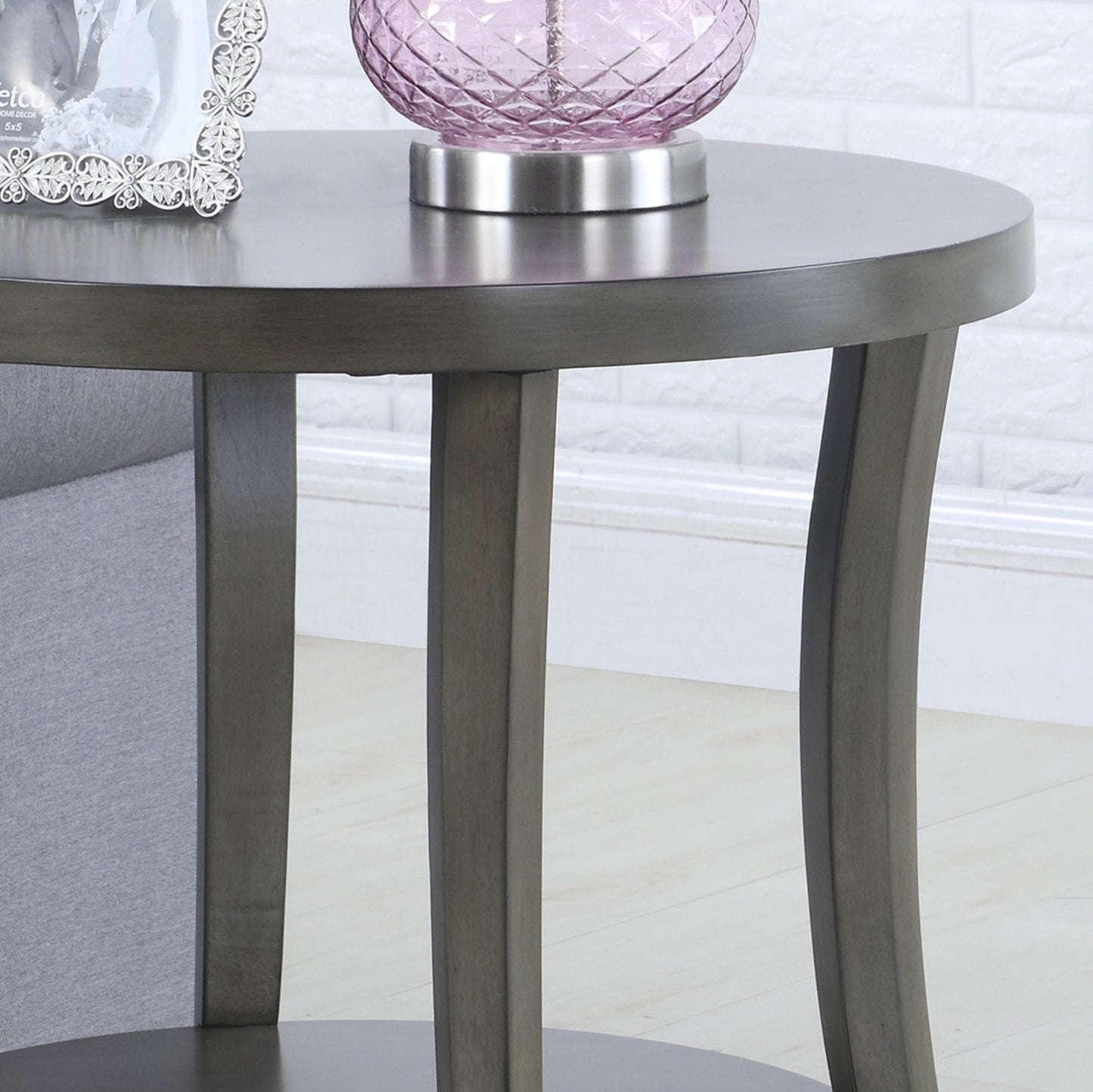 Roundhill Furniture Perth Round End Table with Shelf