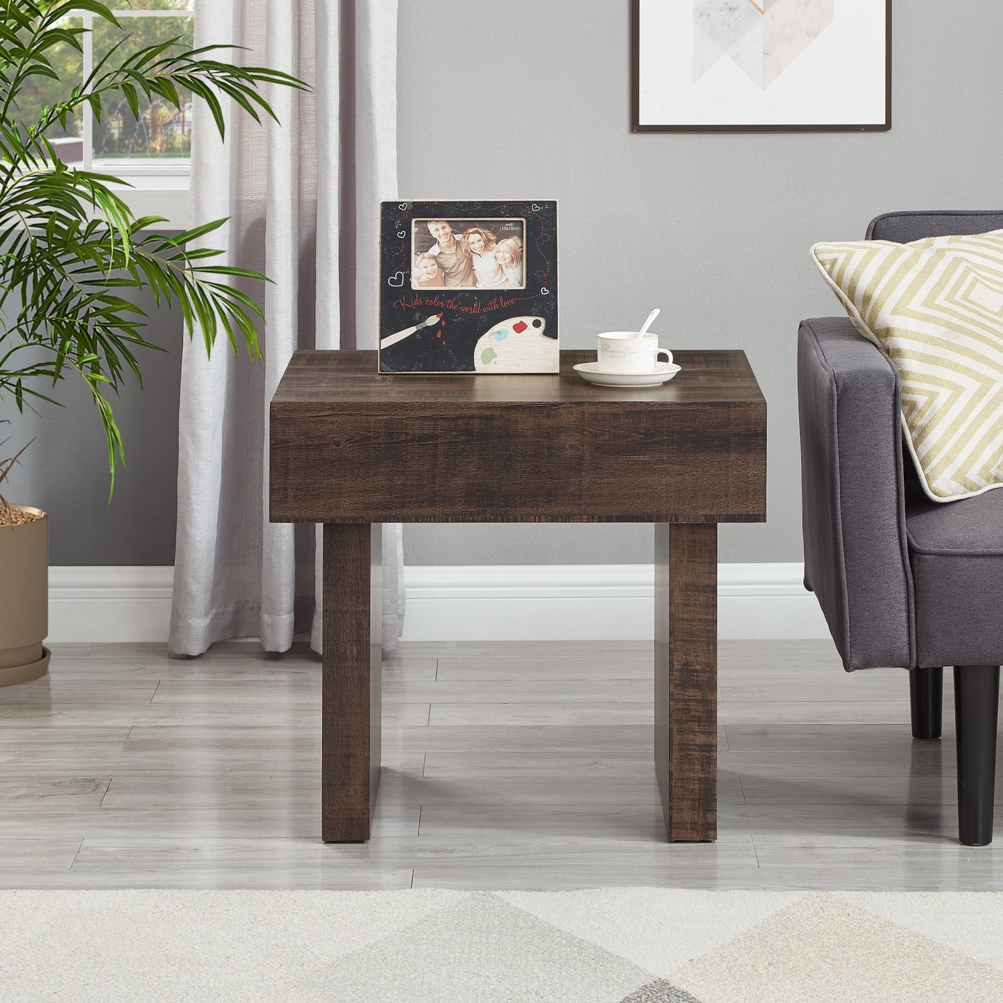 Roundhill Furniture Athens 3-Piece Set Modern Accent Coffee Table with Two End Tables
