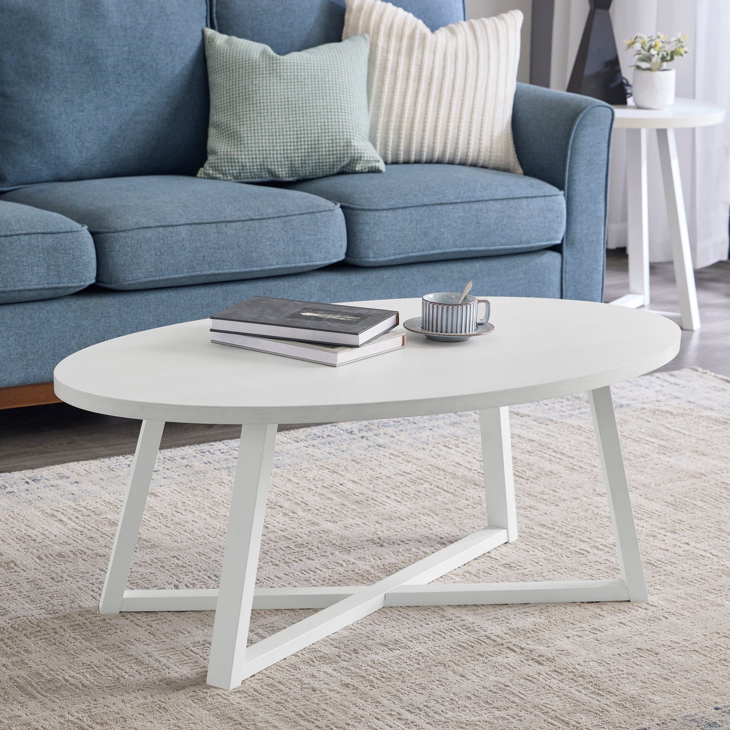 Roundhill Furniture Modern Harmony 3-Piece Wood Oval Coffee Table Set