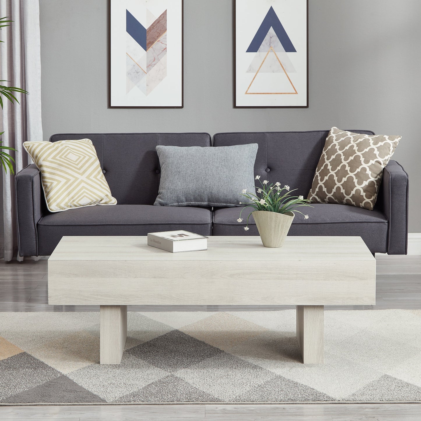 Roundhill Furniture Athens 3-Piece Set Modern Accent Coffee Table with Two End Tables
