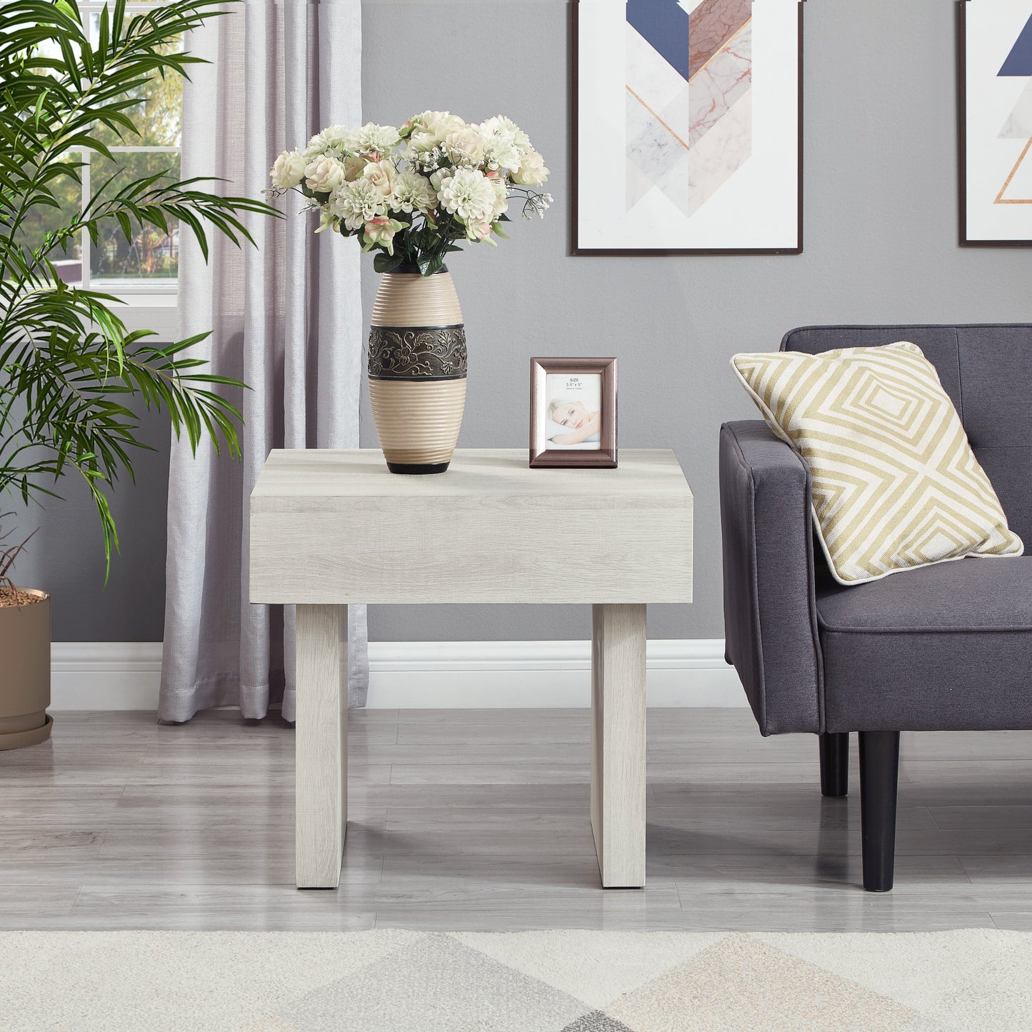Roundhill Furniture Athens 3-Piece Set Modern Accent Coffee Table with Two End Tables