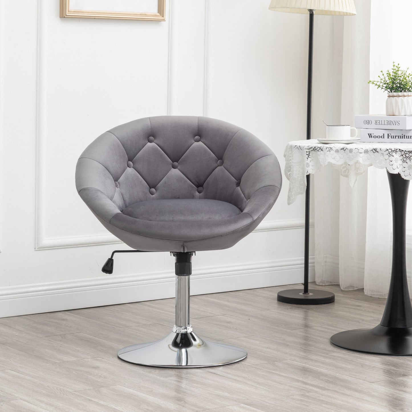 Roundhill Furniture Noas Velvet Upholstered Tufted Back Swivel Accent Chair