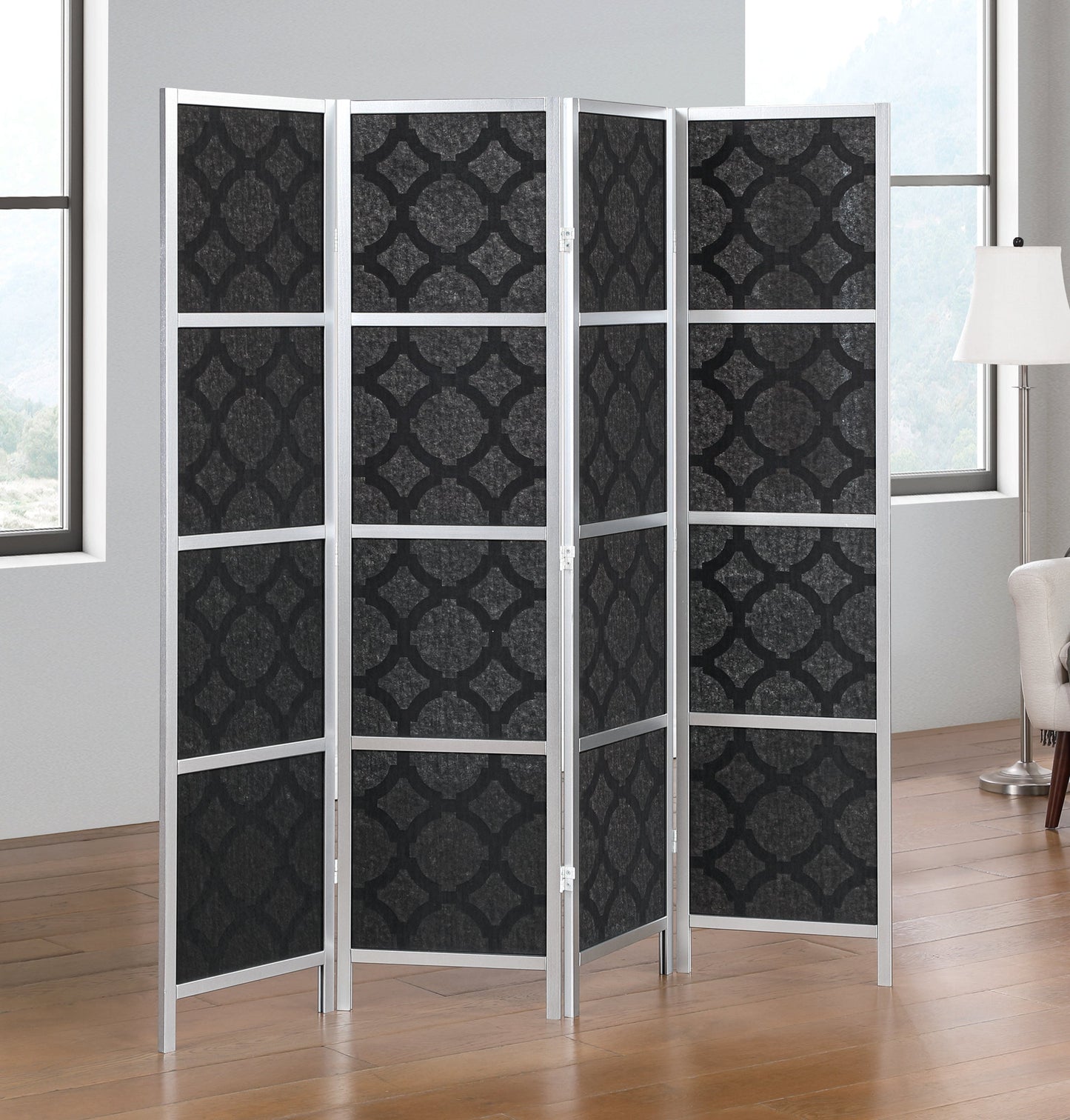 Roundhill Furniture Virelle 4-Panel Room Divider, Decorative Folding Freestanding Privacy Screen