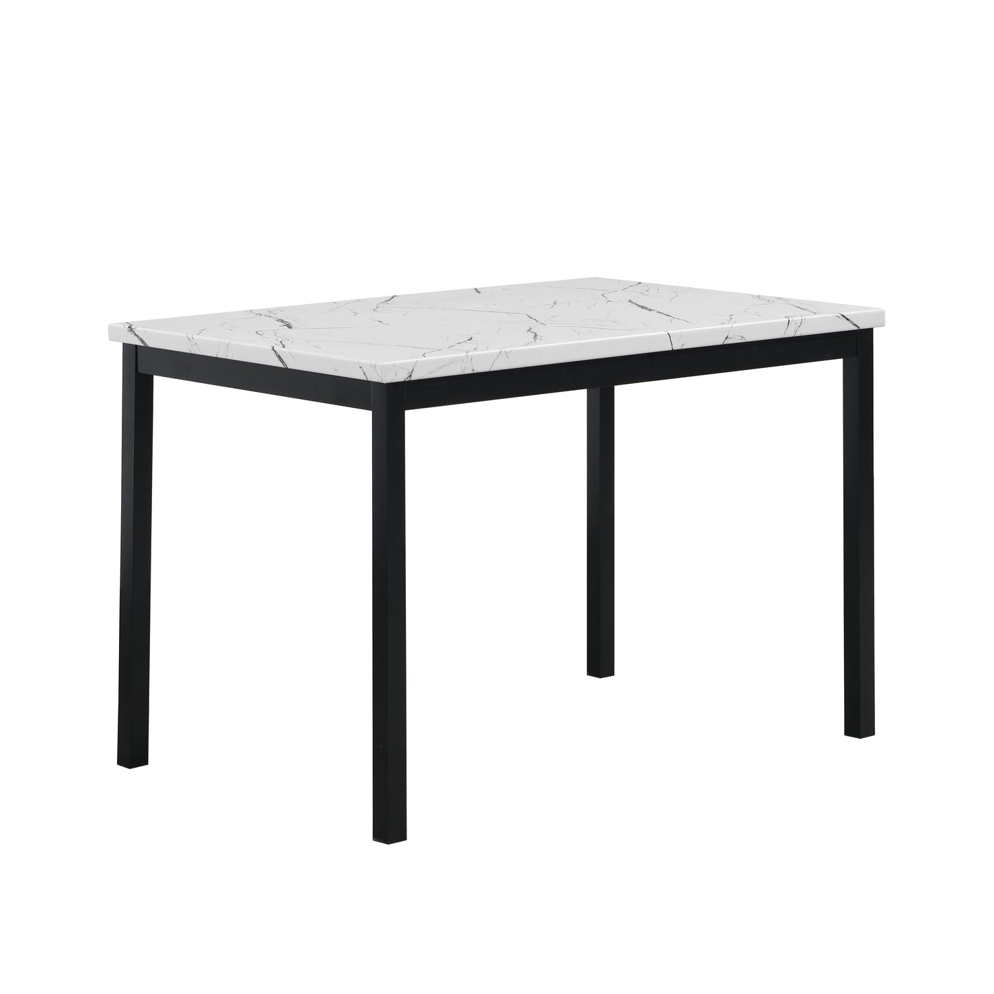 Roundhill Furniture Noyes Metal Dining Table with Laminated Faux Marble Top