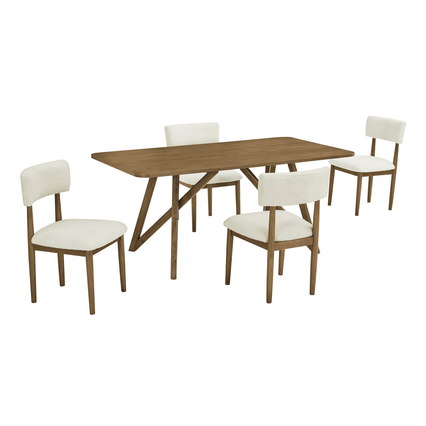 Roundhill Furniture Axler 5-Piece Dining Set, Tripod-Cross Dining Table with 4 Stylish Chairs, Light Oak