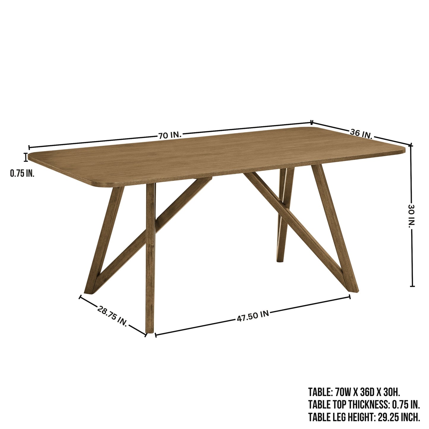 Roundhill Furniture Axler 5-Piece Dining Set, Tripod-Cross Dining Table with 4 Stylish Chairs, Light Oak