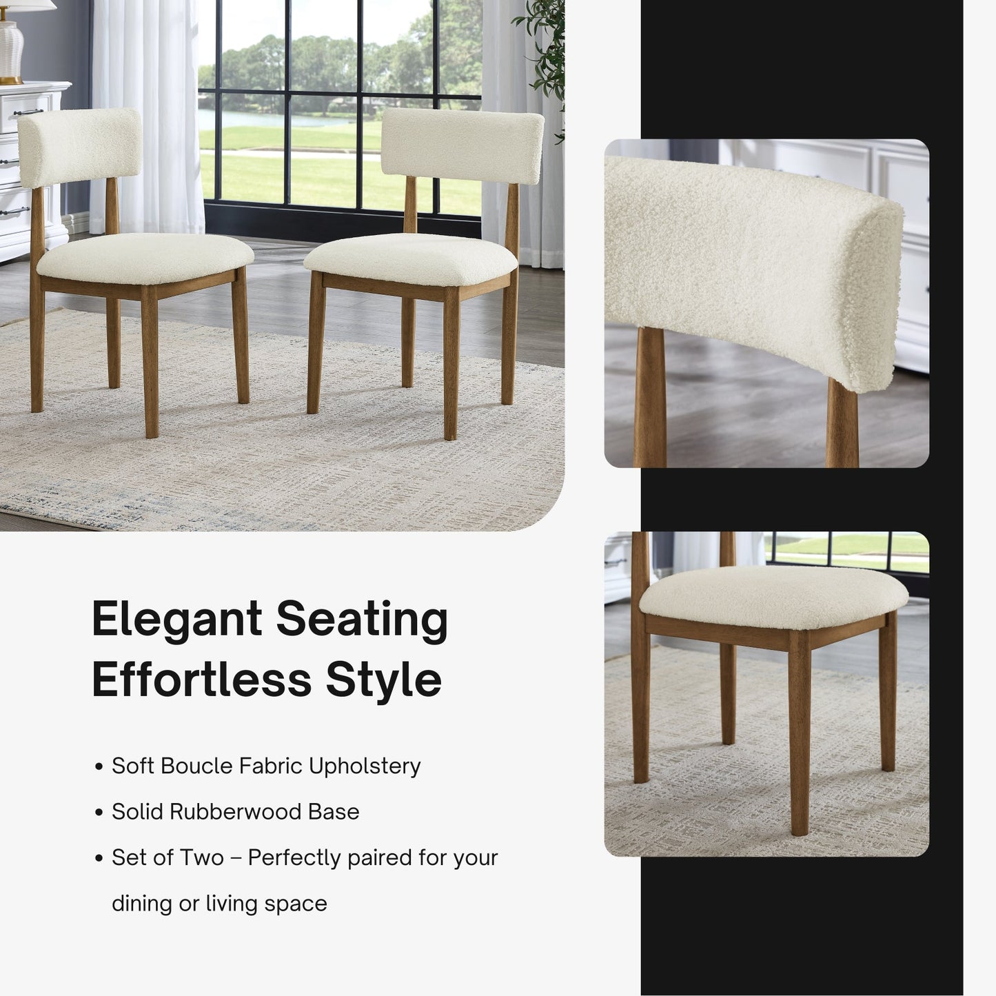 Roundhill Furniture Axler 7-Piece Dining Set, Tripod-Cross Dining Table with 6 Stylish Chairs, Light Oak
