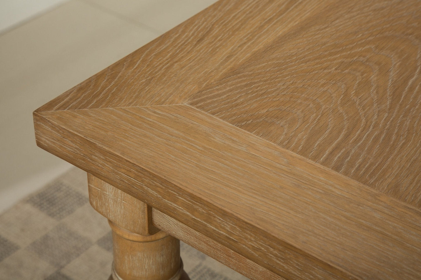 Habitanian Solid Wood Dining Table with 6 tufted Chairs, Tan