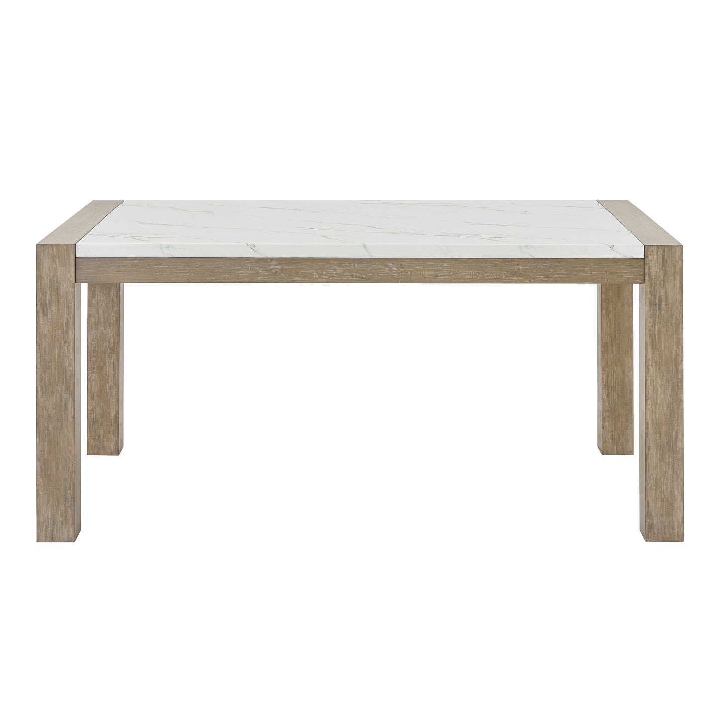 Roundhill Furniture Zelalle 7-Piece Dining Set, Table with 6 Chairs, White Wired-Brushed Finish