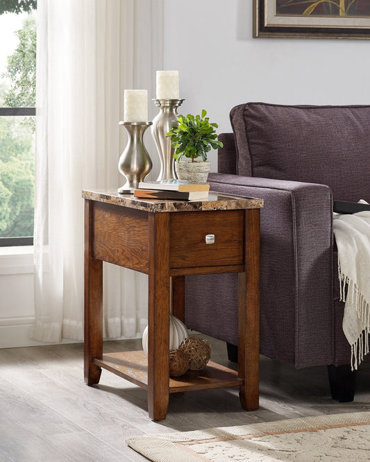Oak Finish Chair Side End Table