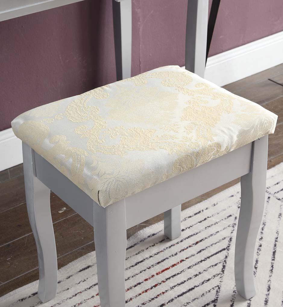 Roundhill Furniture Sanlo Wooden Make Up Table and Stool Set