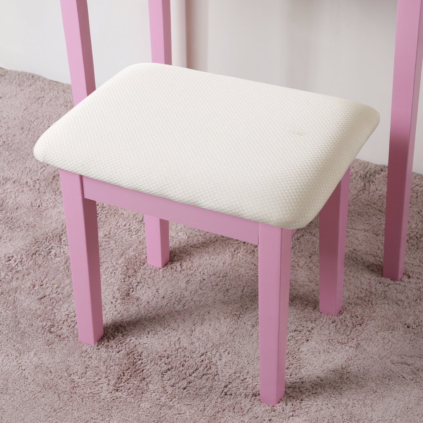 Roundhill Furniture Moniya Wood Makeup Vanity Table and Stool Set