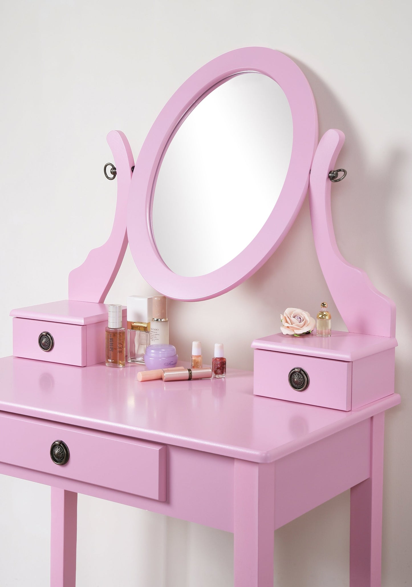 Roundhill Furniture Moniya Wood Makeup Vanity Table and Stool Set