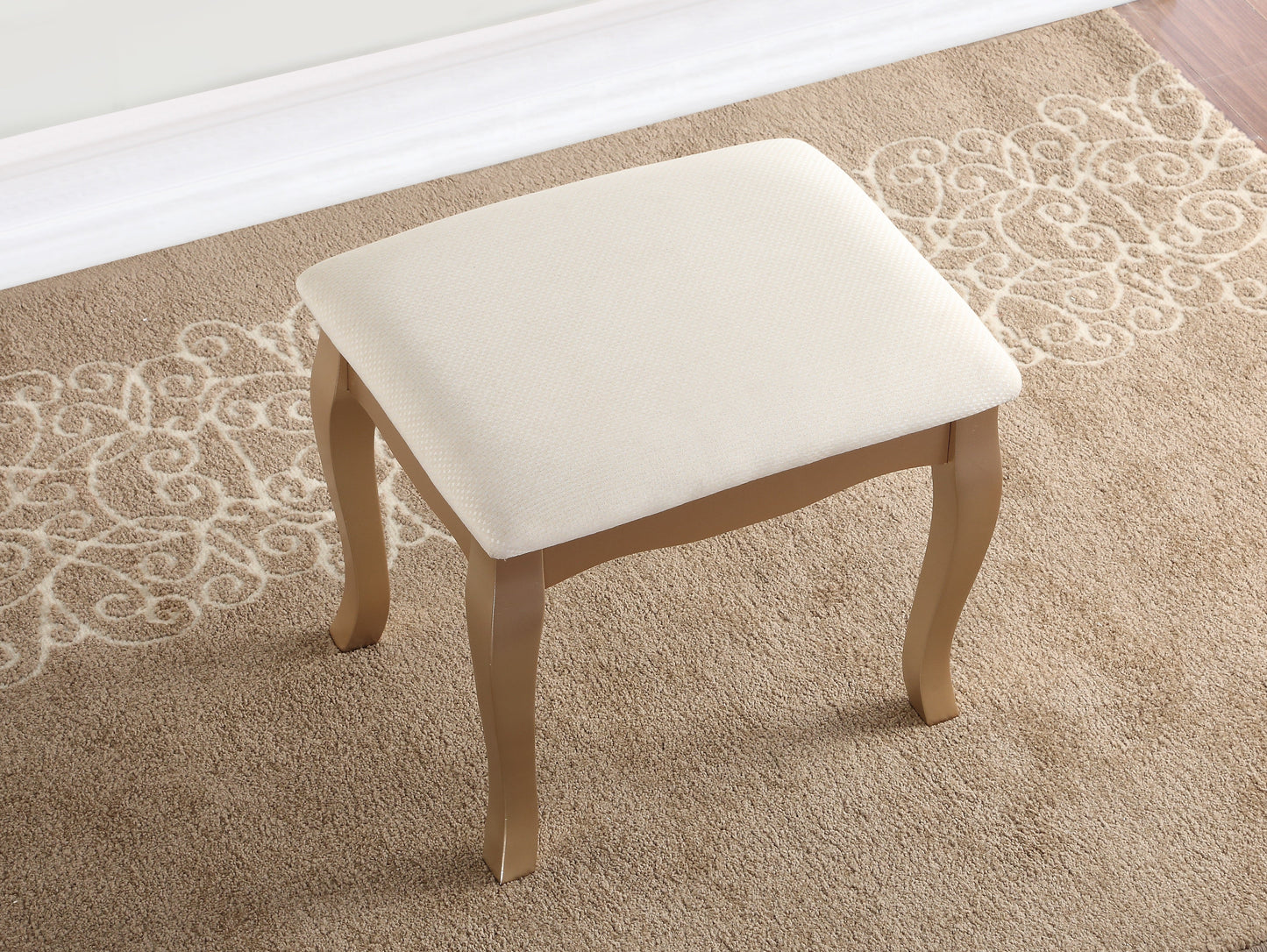 Roundhill Furniture Ashley Wood Make-Up Vanity Table and Stool Set