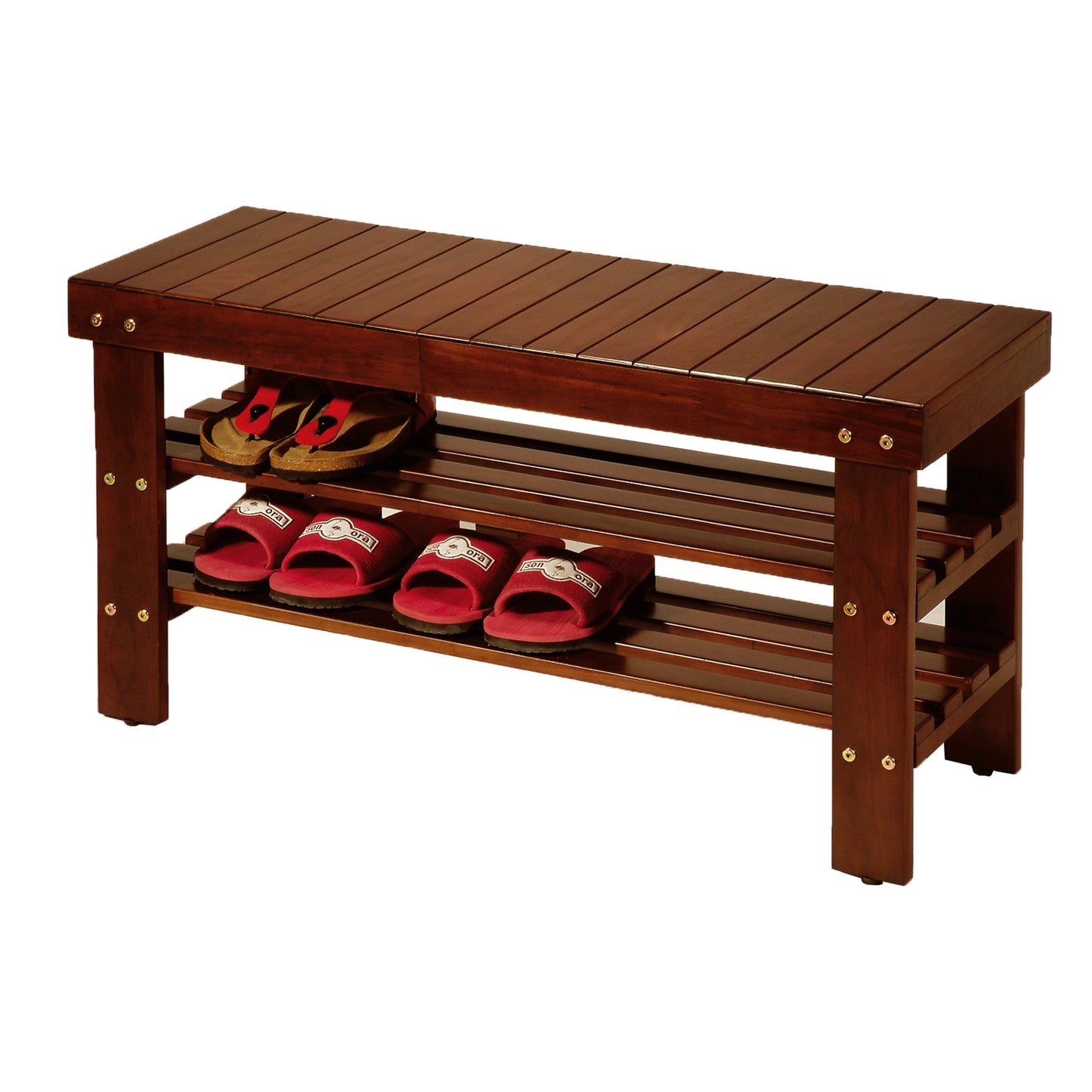 Roundhill Furniture Pina Quality Solid Wood Shoe Bench
