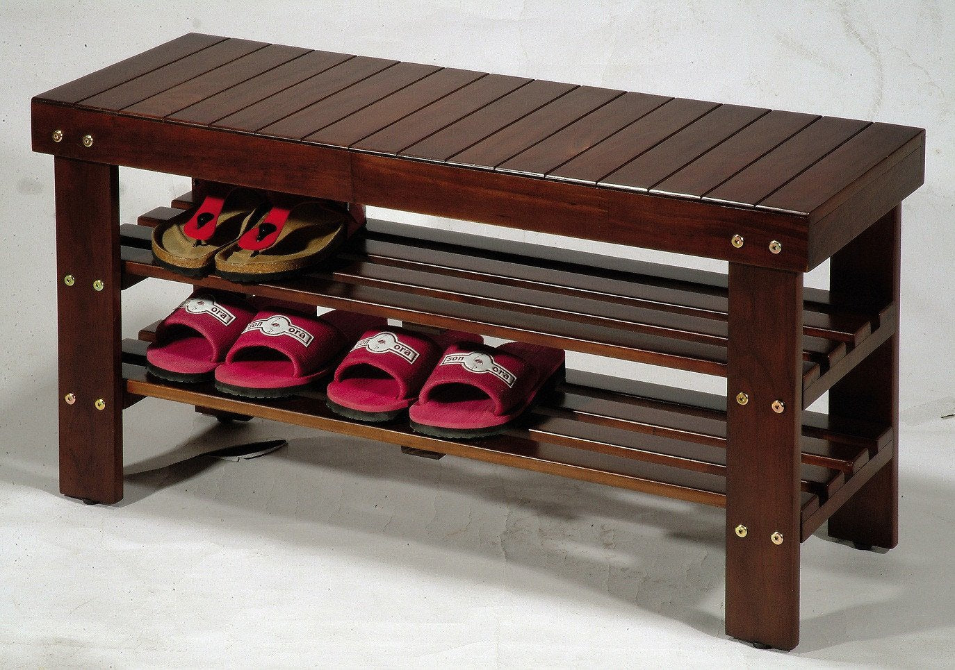 Roundhill Furniture Pina Quality Solid Wood Shoe Bench