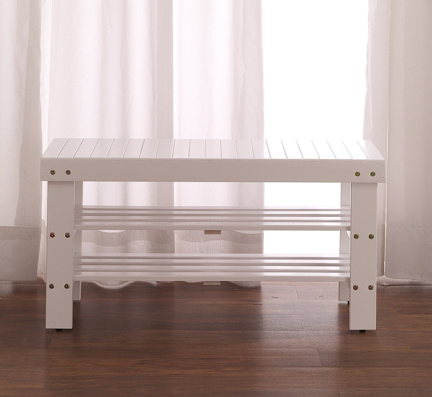 Roundhill Furniture Pina Quality Solid Wood Shoe Bench