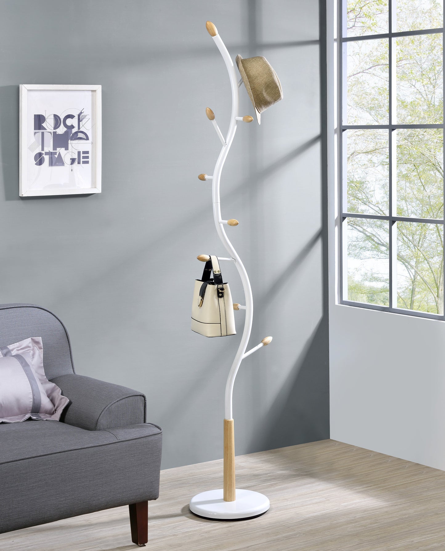 Roundhill Furniture Arles Metal Standing Coat Rack