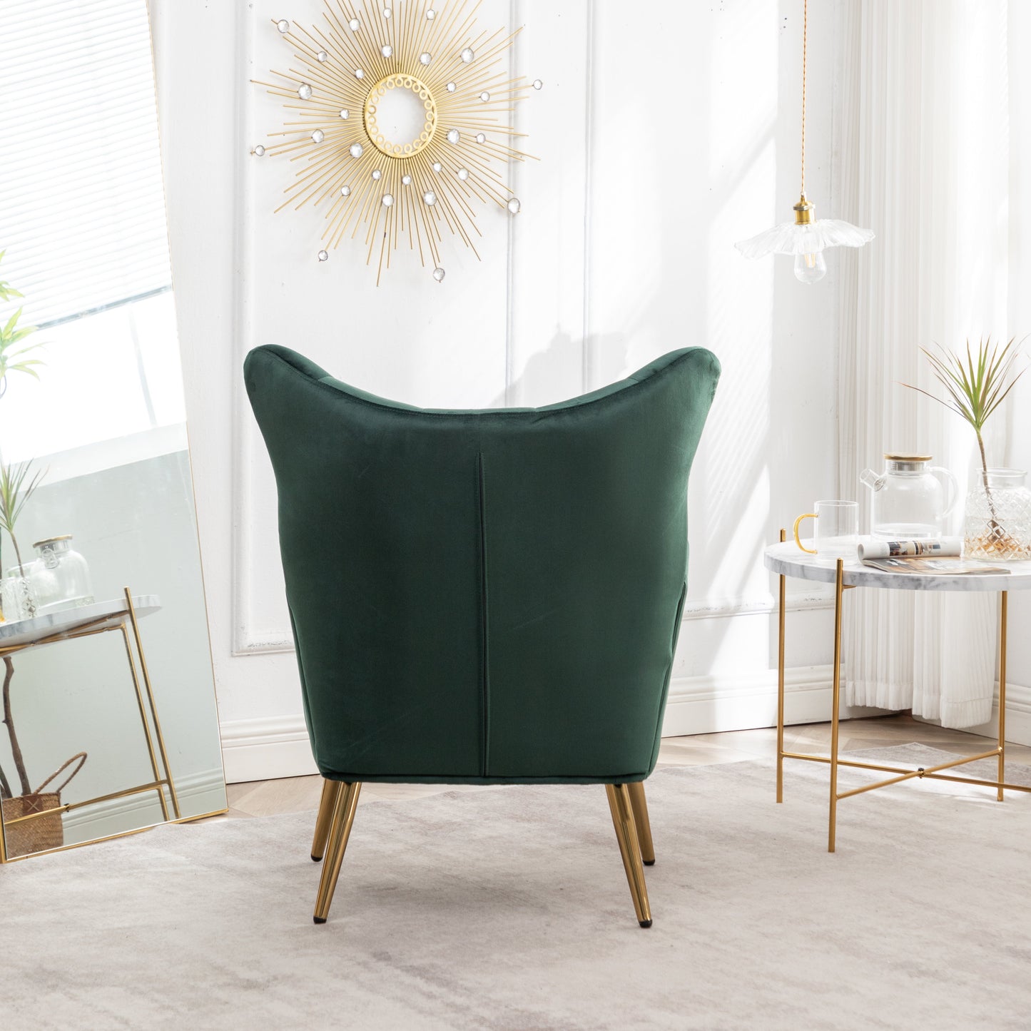 Roundhill Furniture Sovarol Velvet Button-Tufted Wing Back Accent Chair