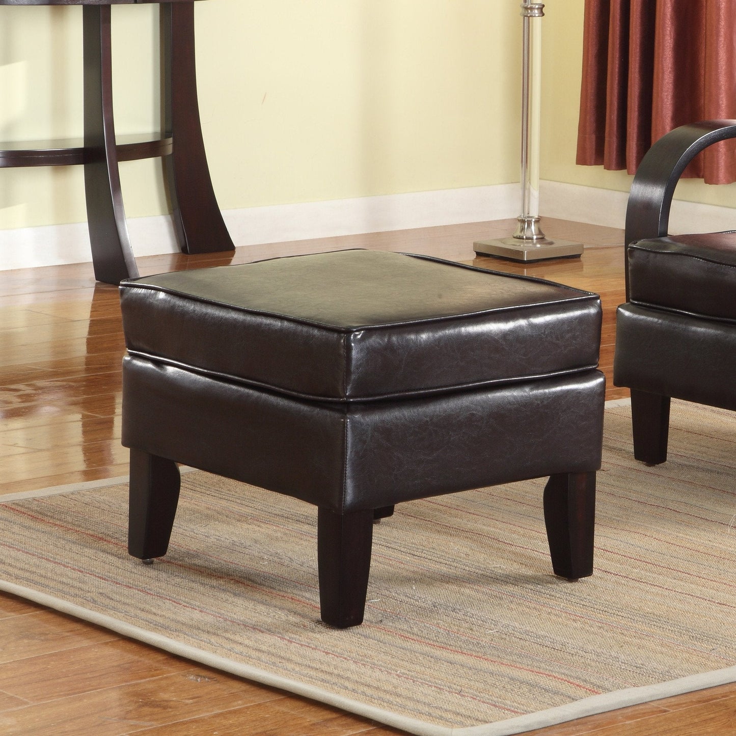 Brown Bonded Leather Arm Chair with Ottoman