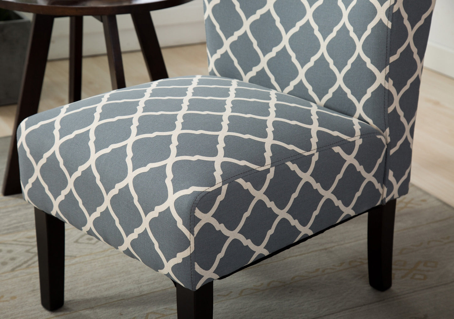 Capa Print Fabric Armless Contemporary Accent Chair, Grid