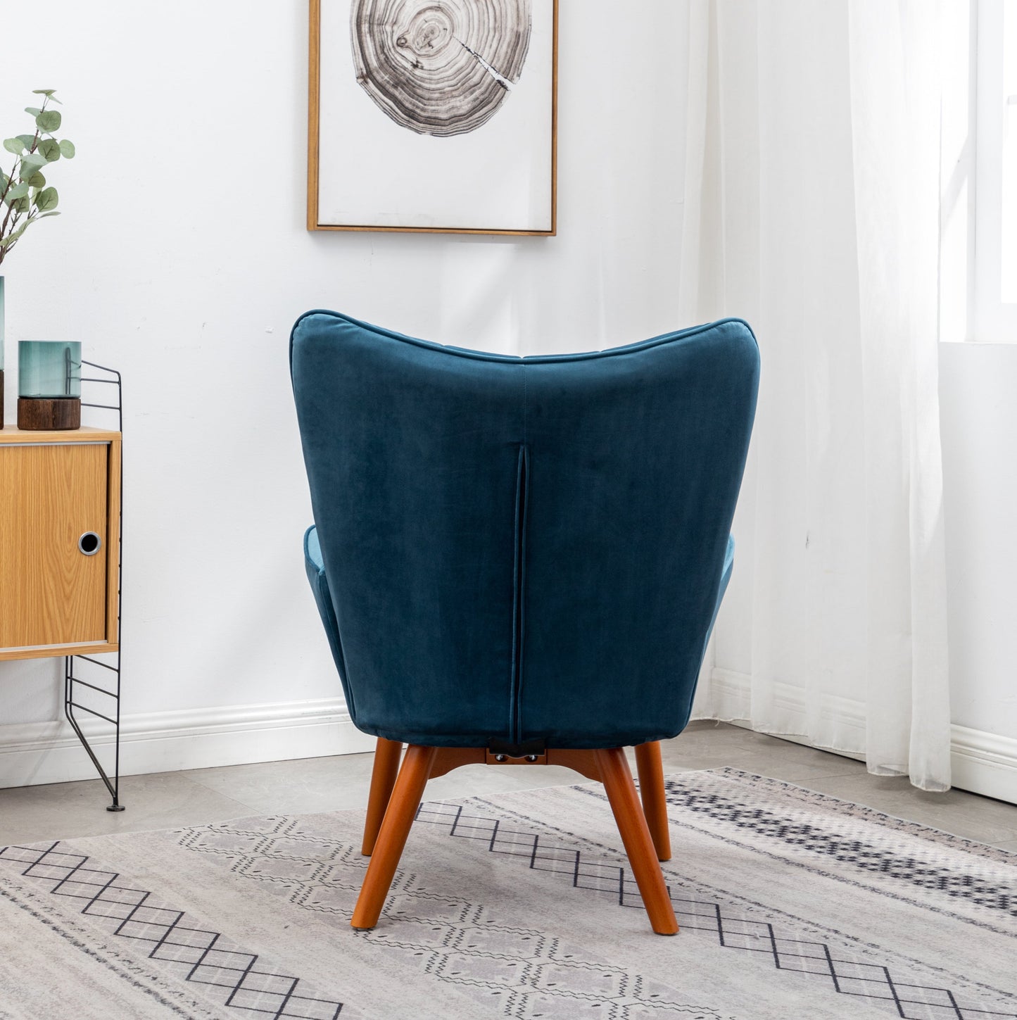 Roundhill Furniture Leiria Contemporary Silky Velvet Tufted Accent Chair with Ottoman