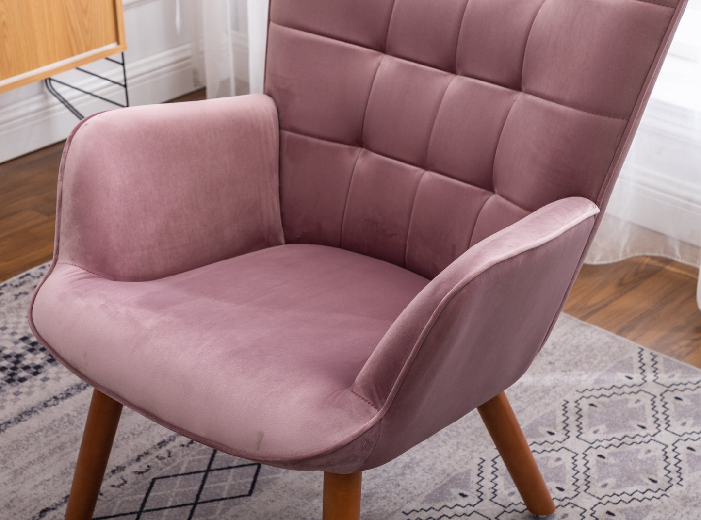 Roundhill Furniture Leiria Contemporary Silky Velvet Tufted Accent Chair with Ottoman