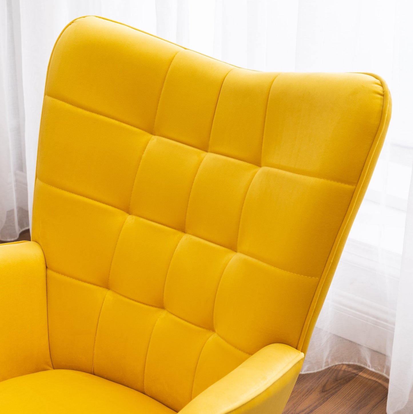 Roundhill Furniture Leiria Contemporary Silky Velvet Tufted Accent Chair with Ottoman