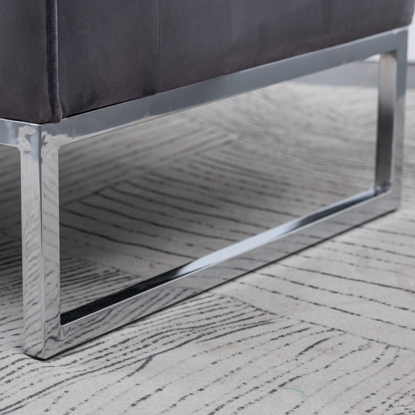 Lenola Contemporary Upholstered Accent Arm Chair, Chrome Base, Gray