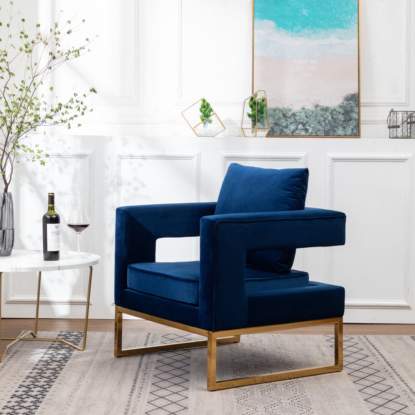Roundhill Furniture Lenola Contemporary Upholstered Accent Arm Chair