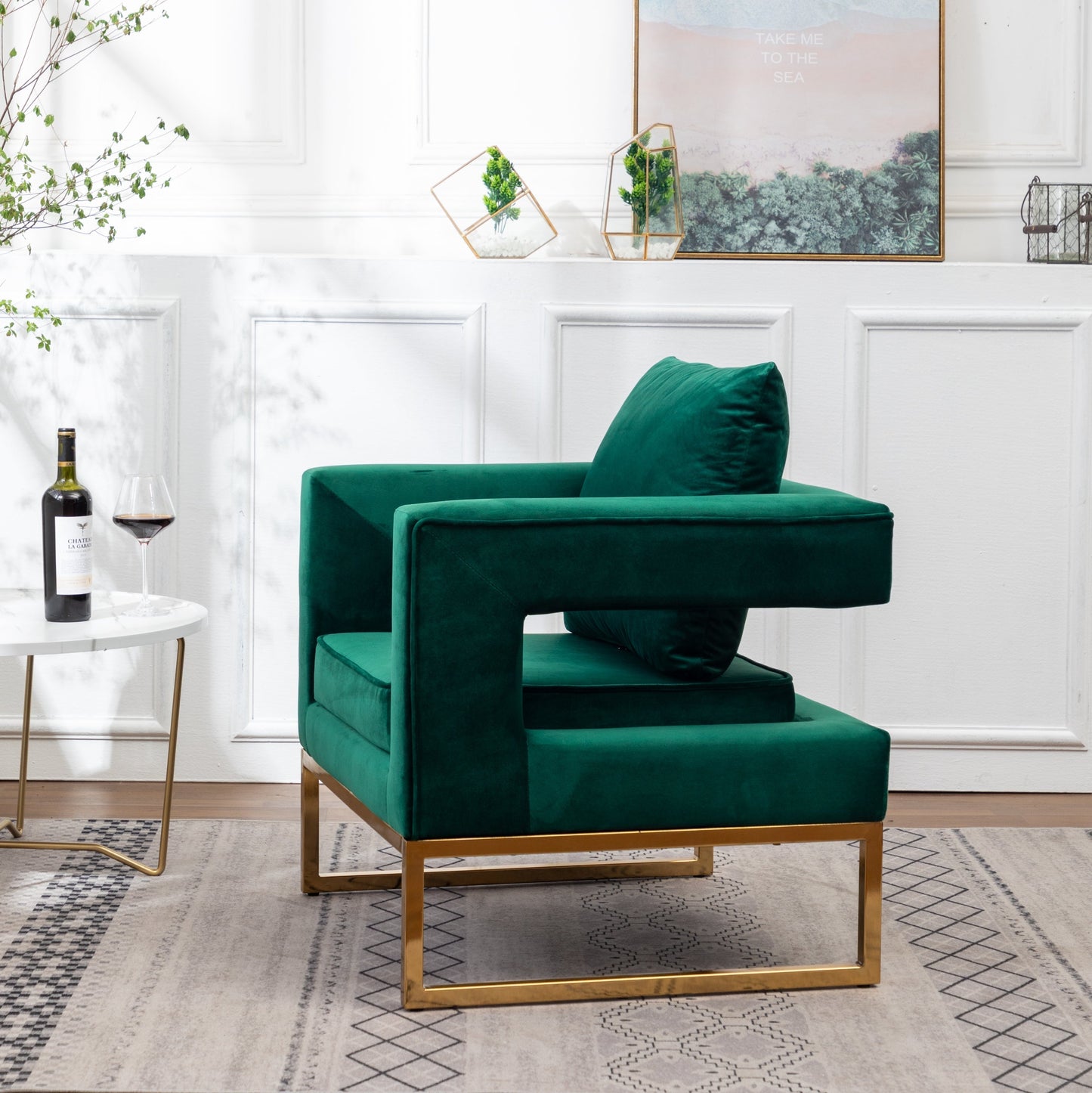 Roundhill Furniture Lenola Contemporary Upholstered Accent Arm Chair