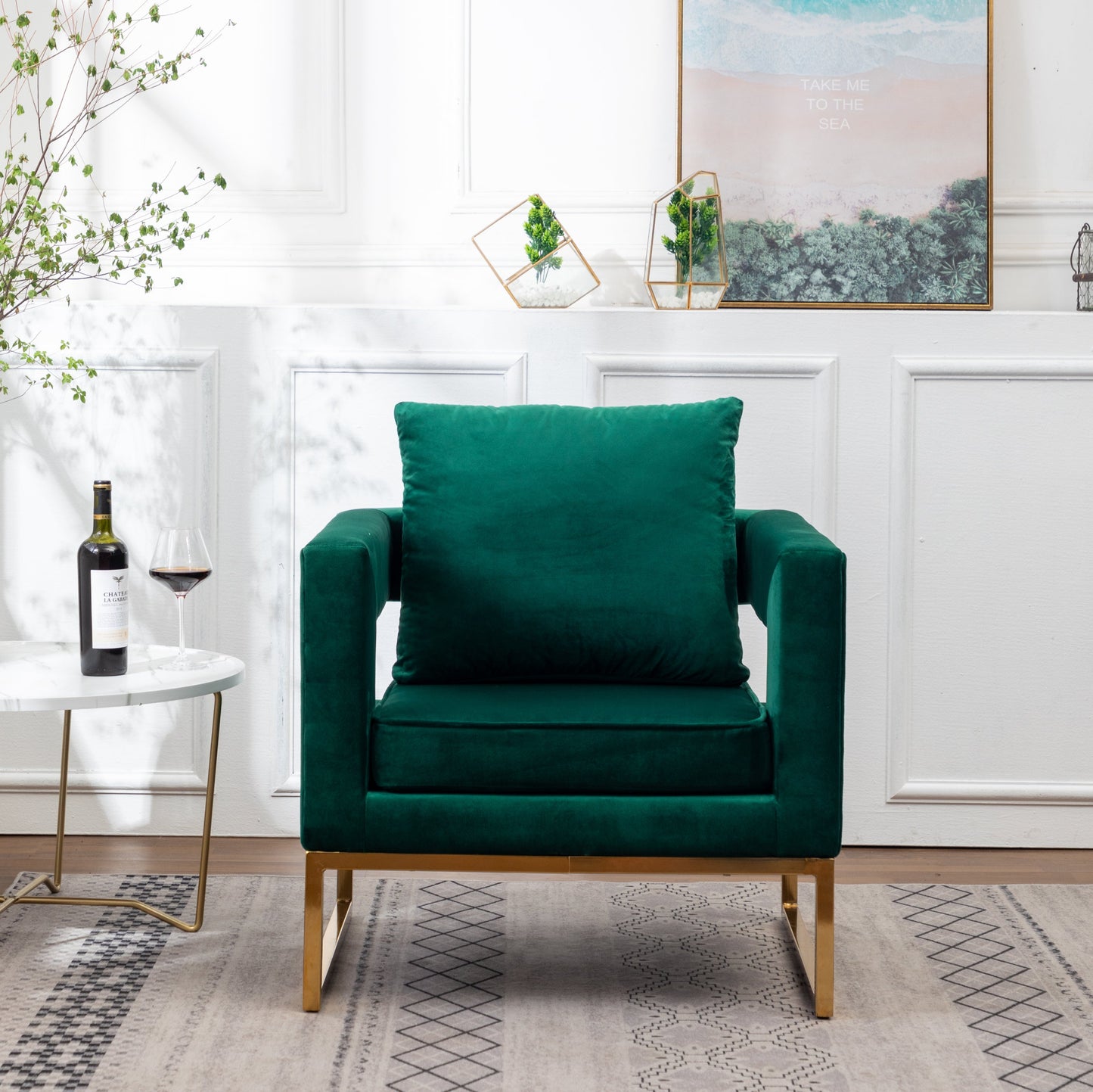 Roundhill Furniture Lenola Contemporary Upholstered Accent Arm Chair