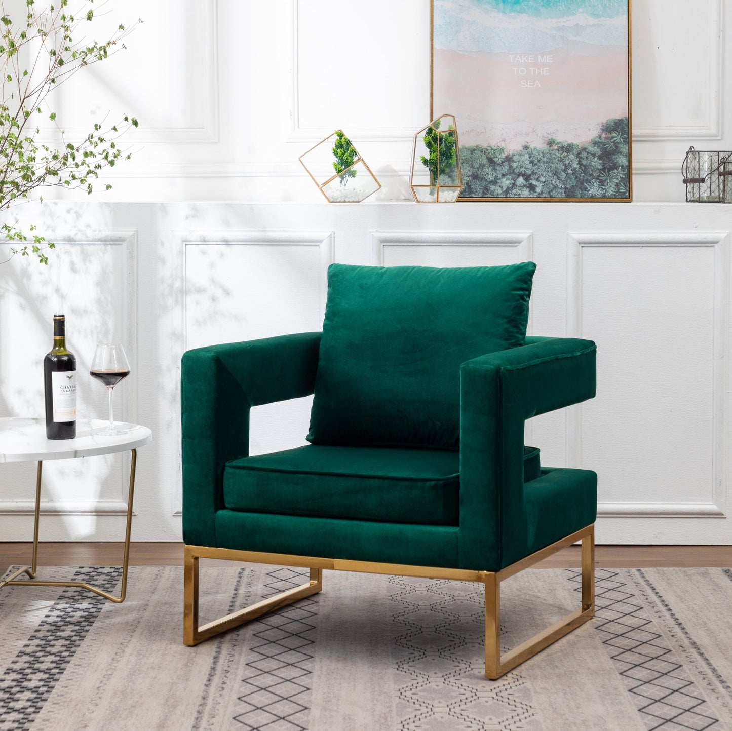 Roundhill Furniture Lenola Contemporary Upholstered Accent Arm Chair