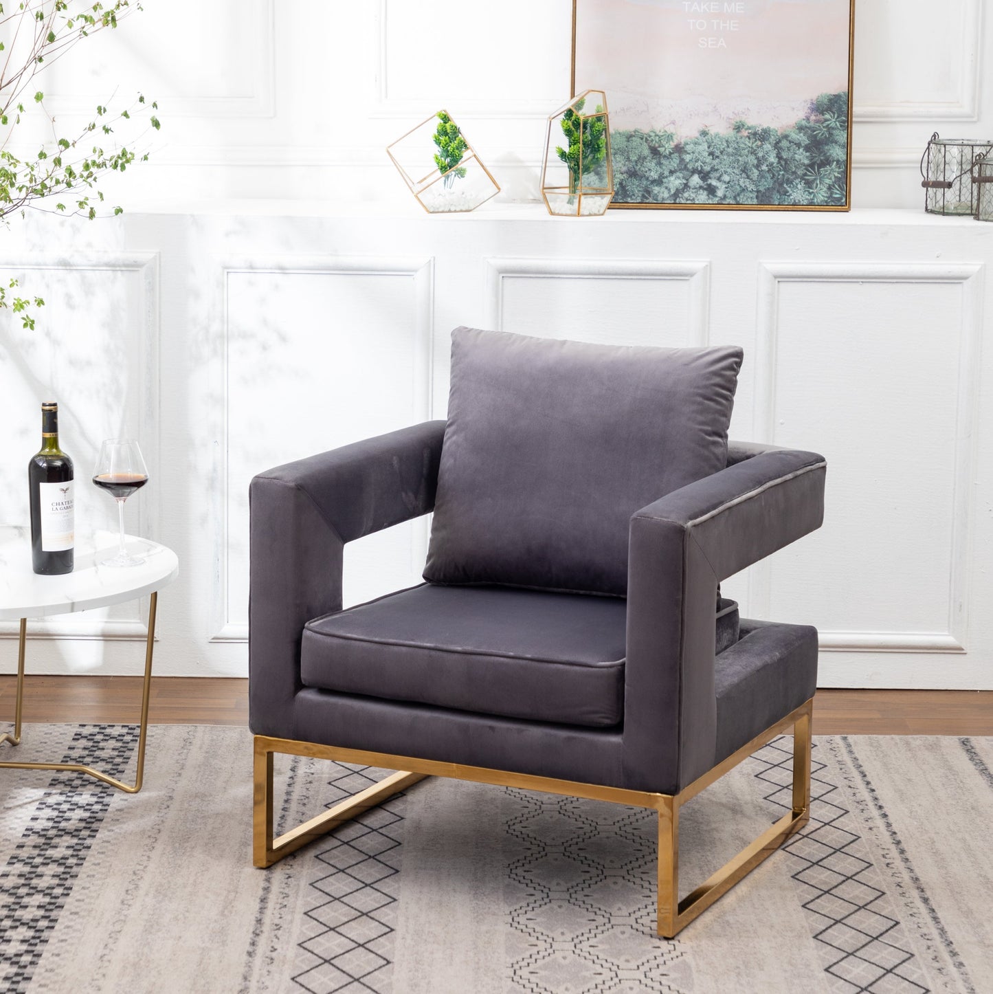 Roundhill Furniture Lenola Contemporary Upholstered Accent Arm Chair
