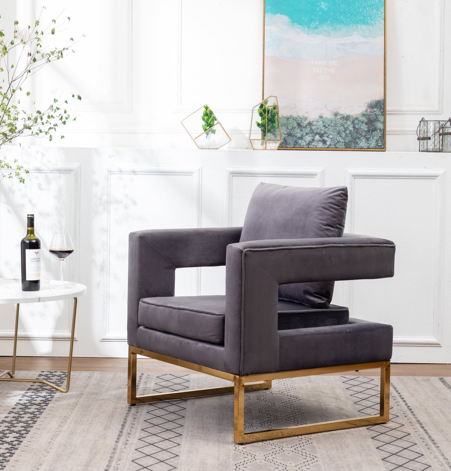 Roundhill Furniture Lenola Contemporary Upholstered Accent Arm Chair