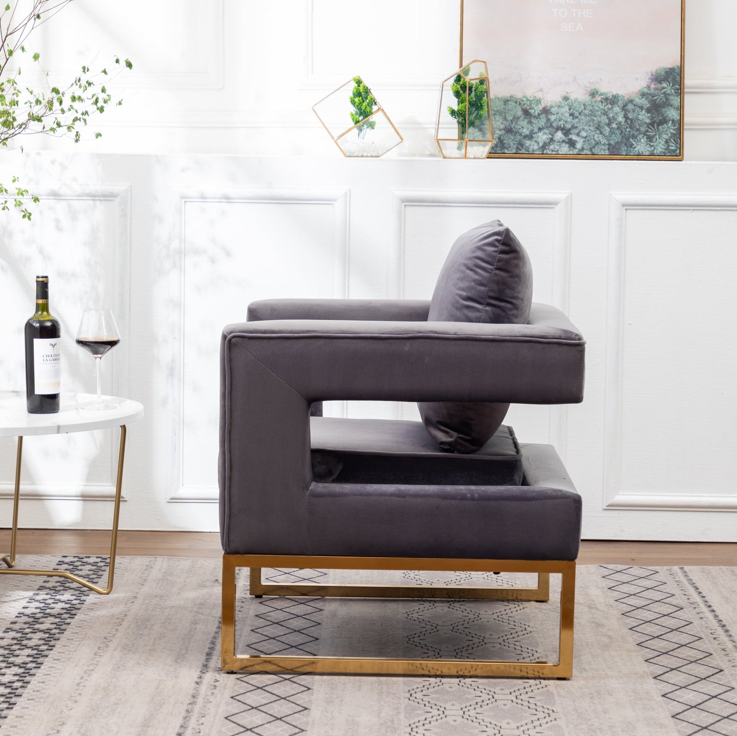 Roundhill Furniture Lenola Contemporary Upholstered Accent Arm Chair