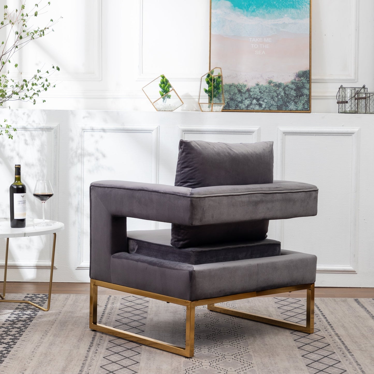 Roundhill Furniture Lenola Contemporary Upholstered Accent Arm Chair