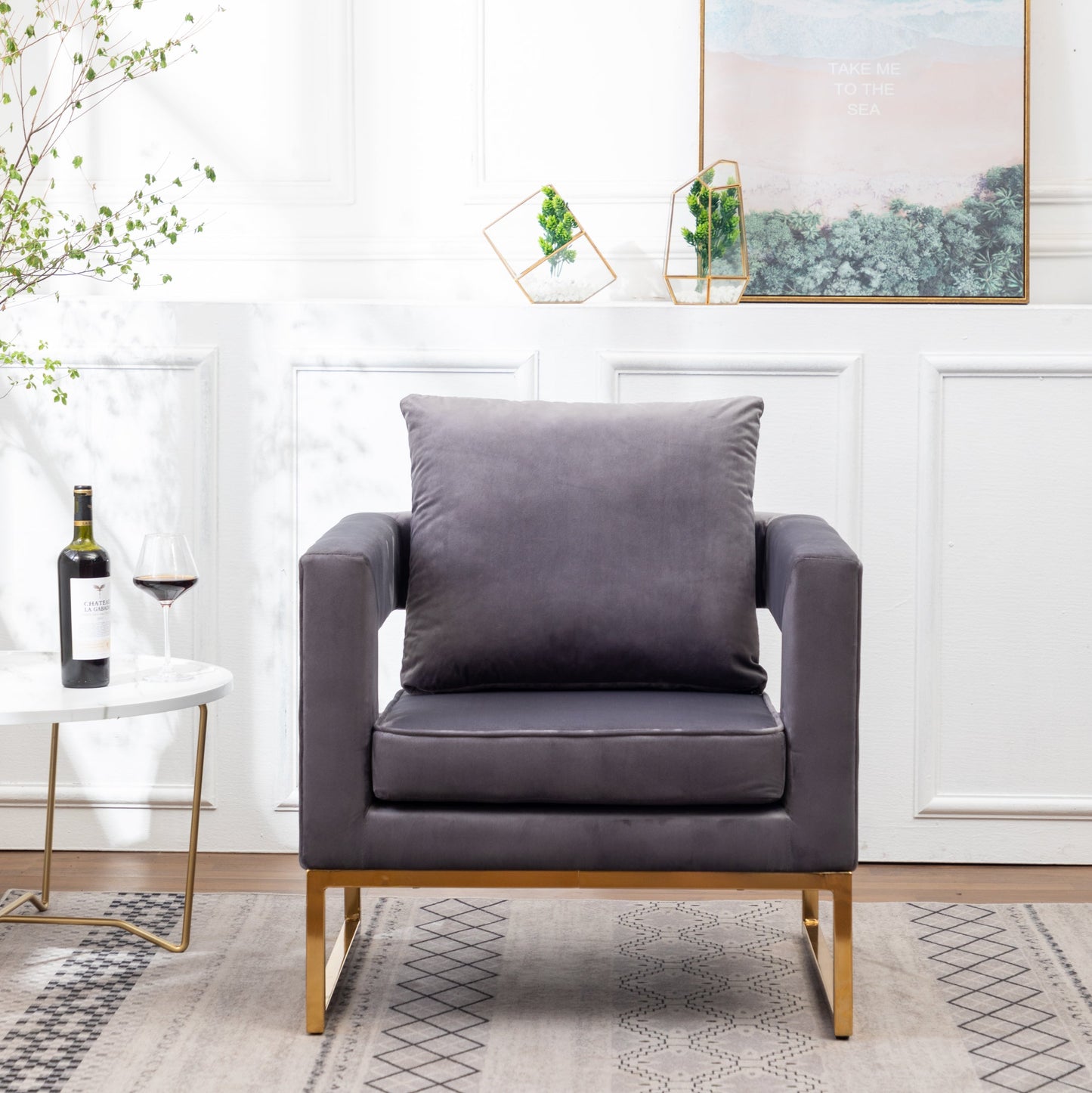 Roundhill Furniture Lenola Contemporary Upholstered Accent Arm Chair