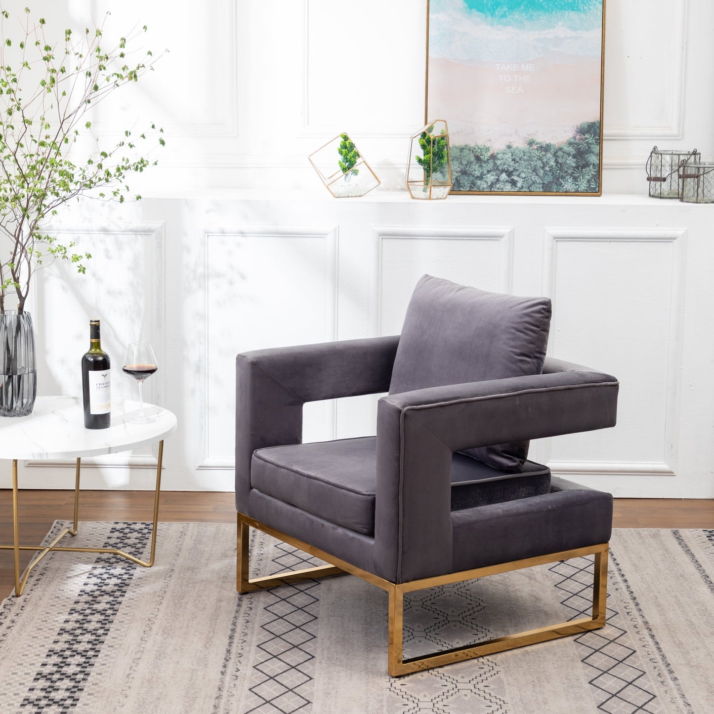 Roundhill Furniture Lenola Contemporary Upholstered Accent Arm Chair