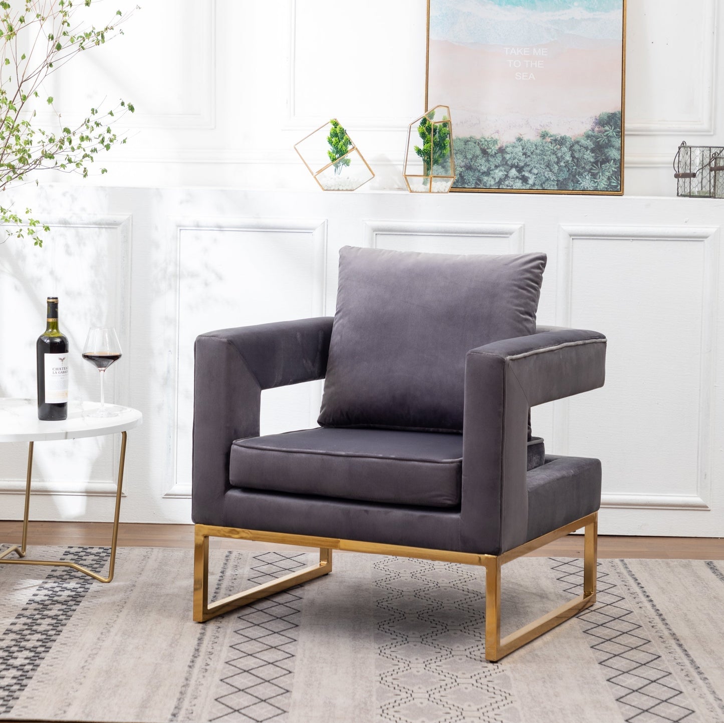 Roundhill Furniture Lenola Contemporary Upholstered Accent Arm Chair