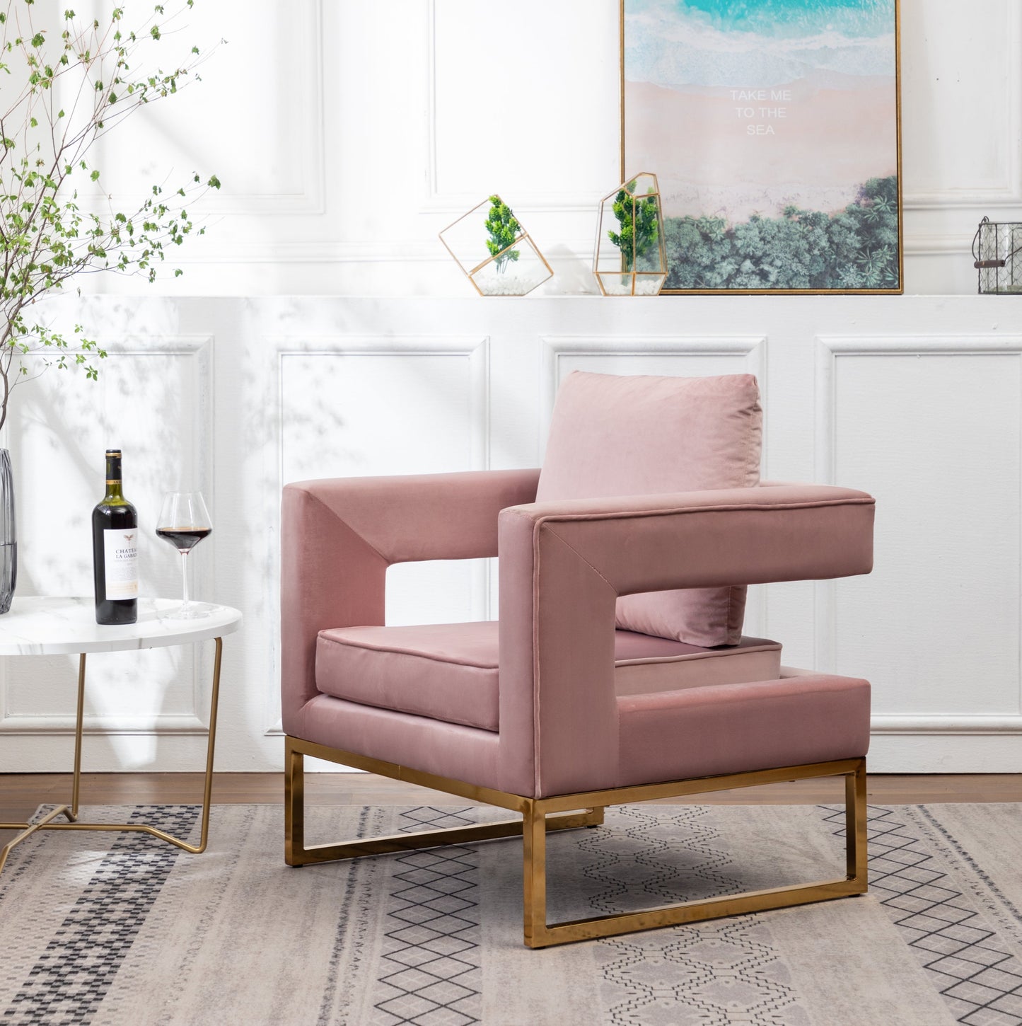 Roundhill Furniture Lenola Contemporary Upholstered Accent Arm Chair