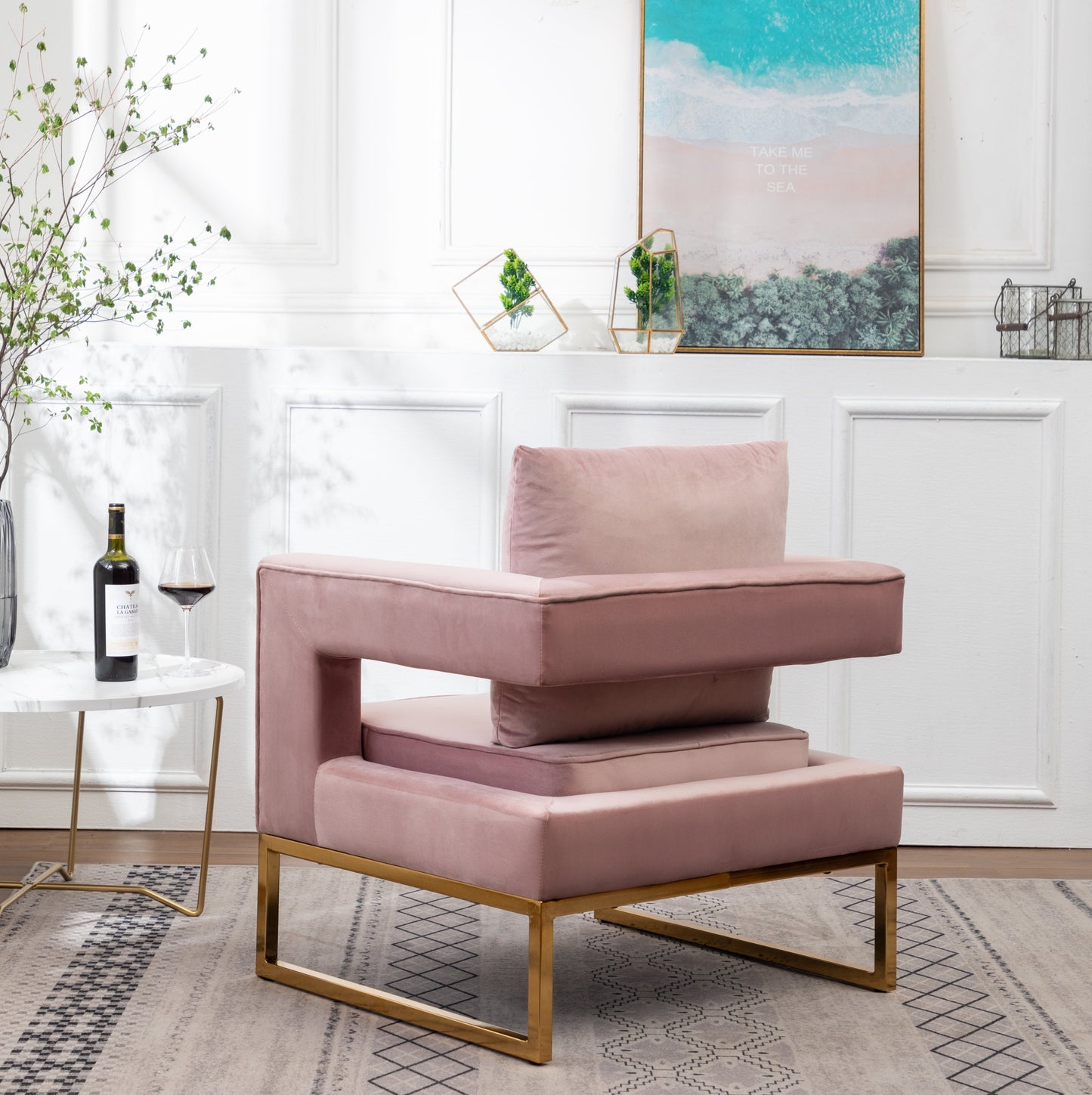Roundhill Furniture Lenola Contemporary Upholstered Accent Arm Chair
