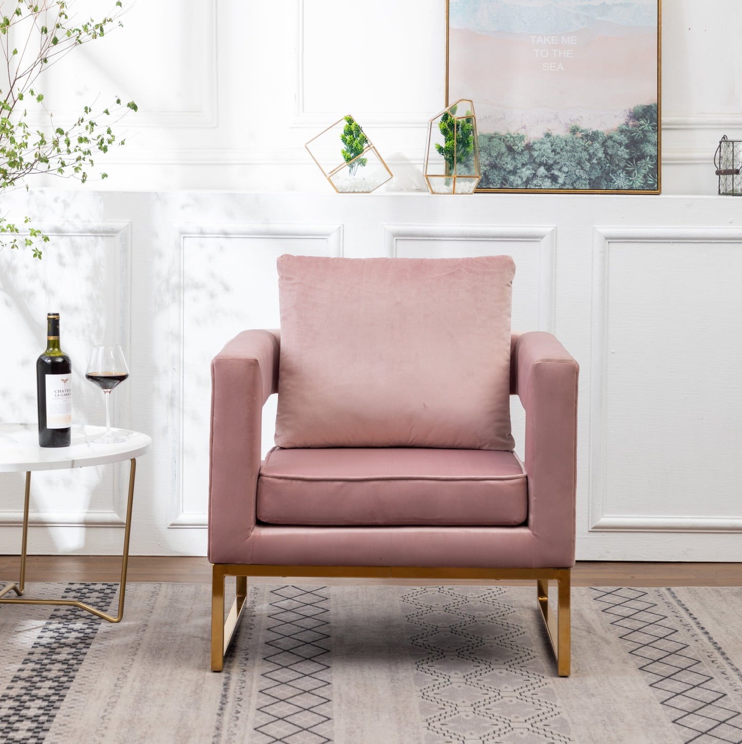 Roundhill Furniture Lenola Contemporary Upholstered Accent Arm Chair