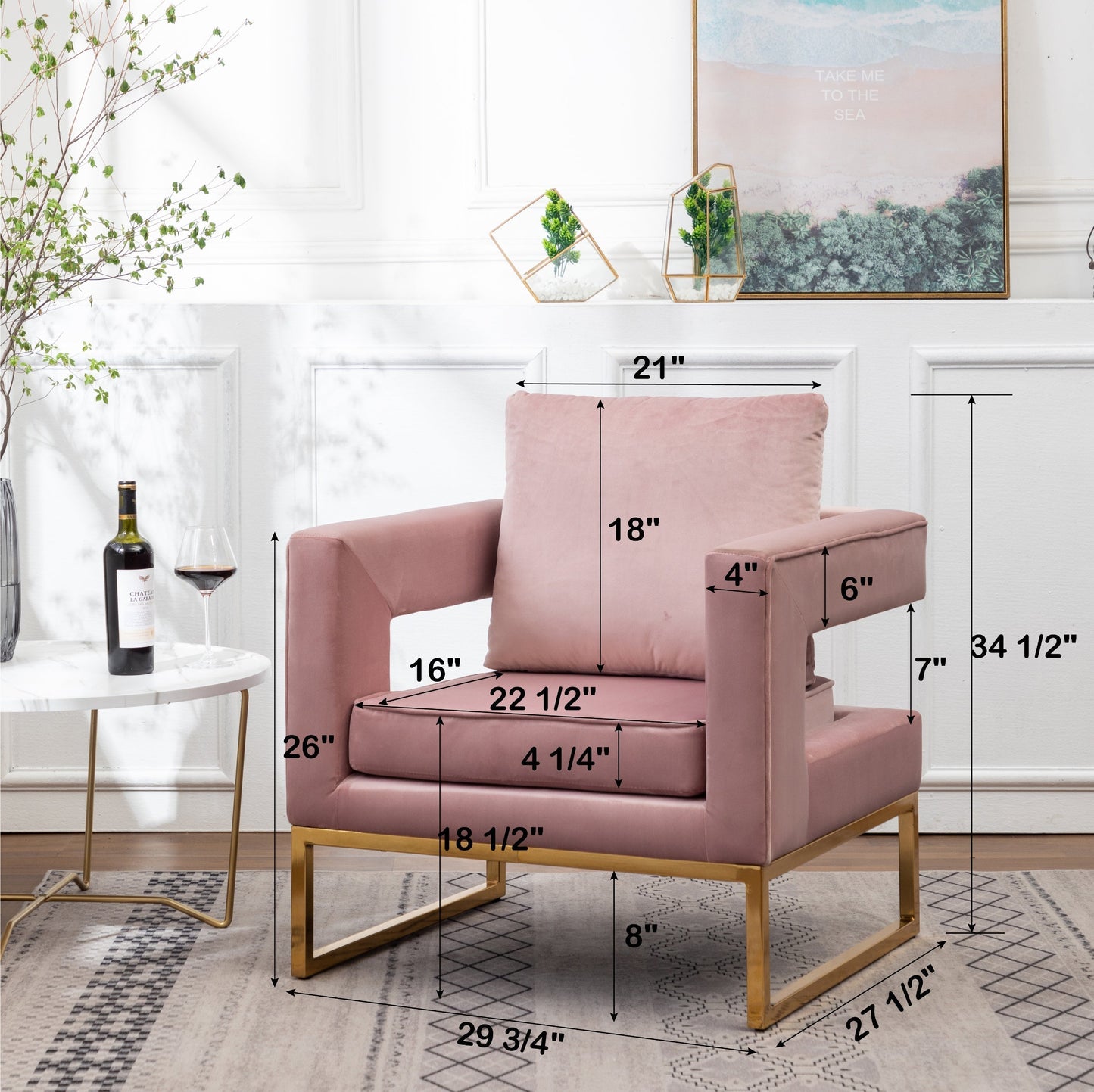 Roundhill Furniture Lenola Contemporary Upholstered Accent Arm Chair