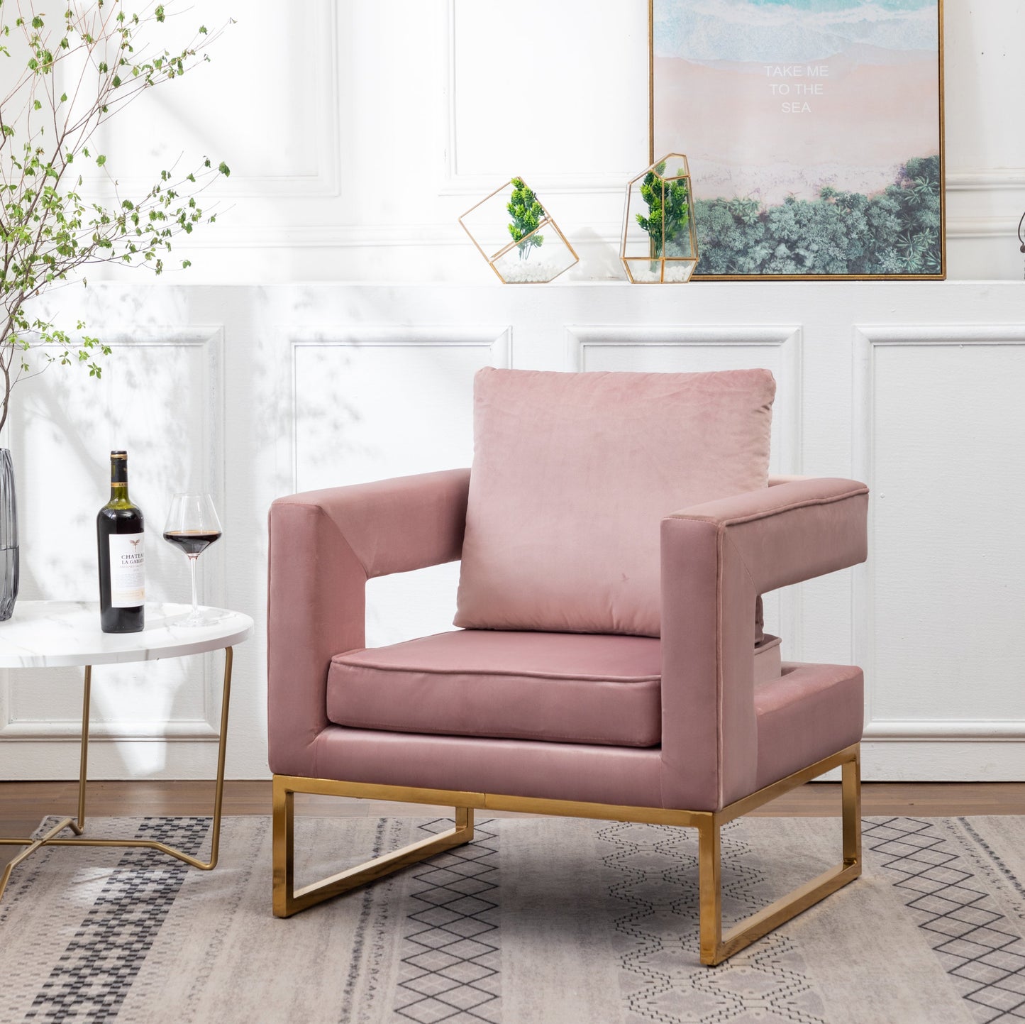 Roundhill Furniture Lenola Contemporary Upholstered Accent Arm Chair