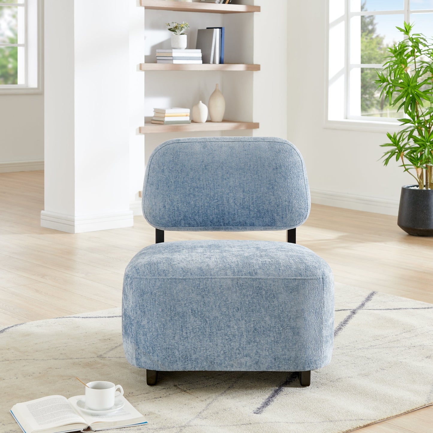 Roundhill Furniture Solara Modern Accent Chair with Solid Wood Frame